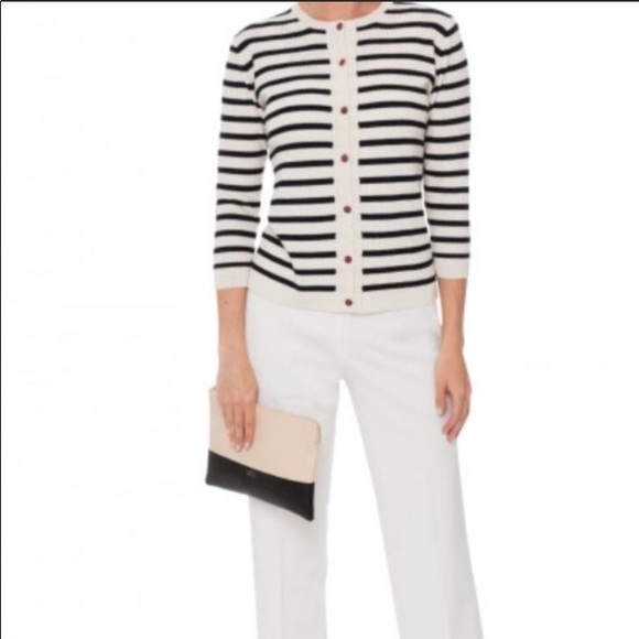 CHINTI & PARKER STRIPE WOOL KNIT CARDIGAN SWEATER - Picture 1 of 9